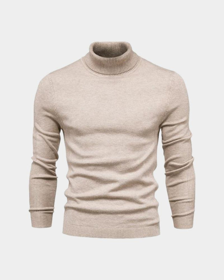 Men's fitted long-sleeve turtleneck jumper with ribbed trims