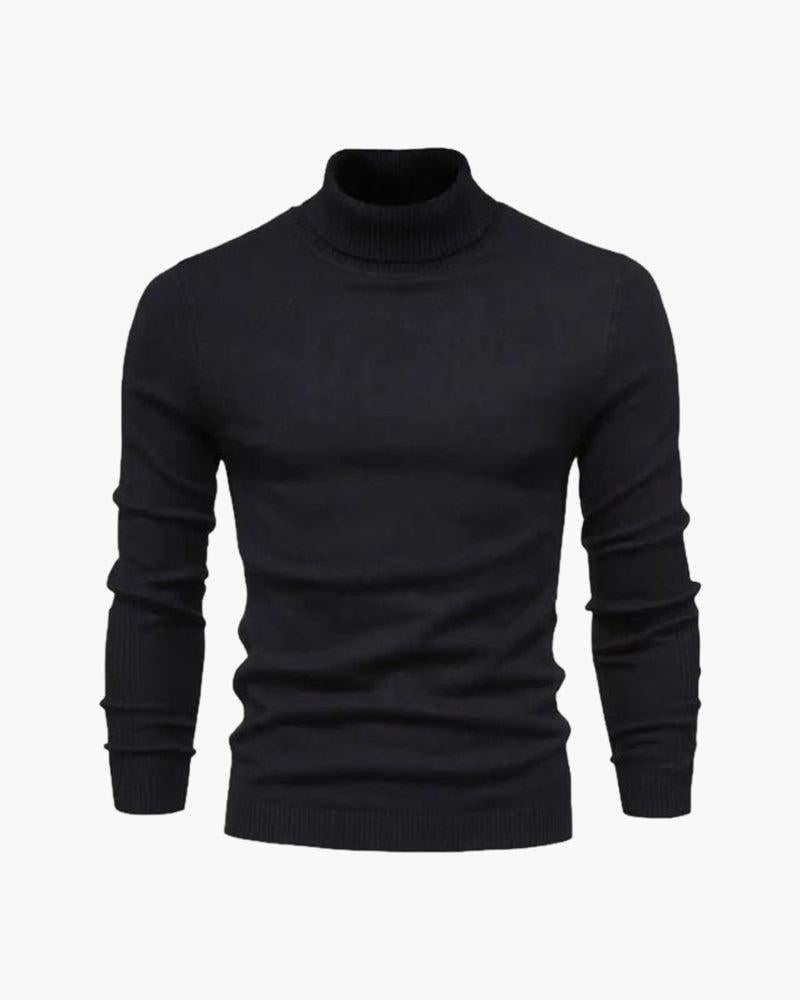 Men's fitted long-sleeve turtleneck jumper with ribbed trims