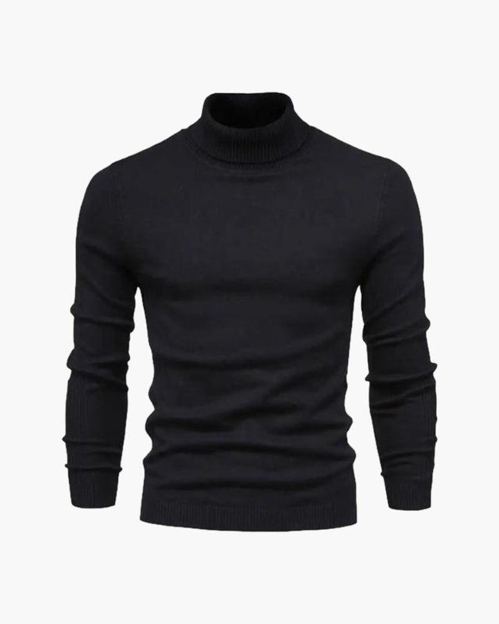 Men's fitted long-sleeve turtleneck jumper with ribbed trims