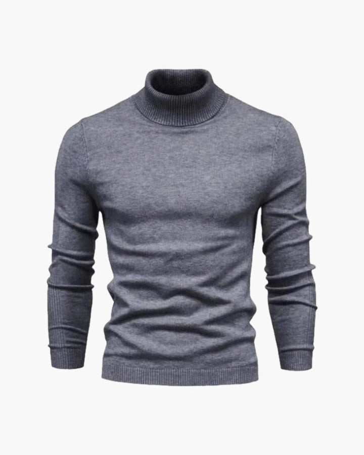Men's fitted long-sleeve turtleneck jumper with ribbed trims