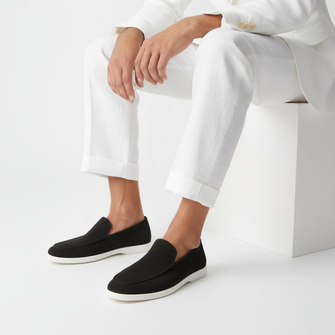 Men's slip-on loafer with moccasin stitching and contrast sole