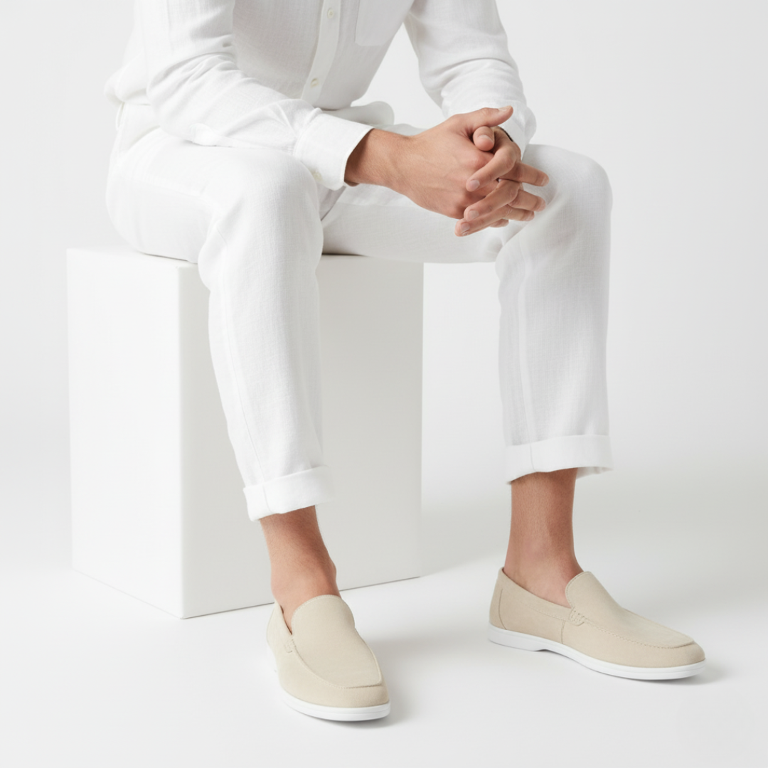 Men's slip-on loafer with moccasin stitching and contrast sole