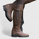 Women's cushioned orthopedic boots with adjustable buckle strap, suede-like upper, and grooved sole.