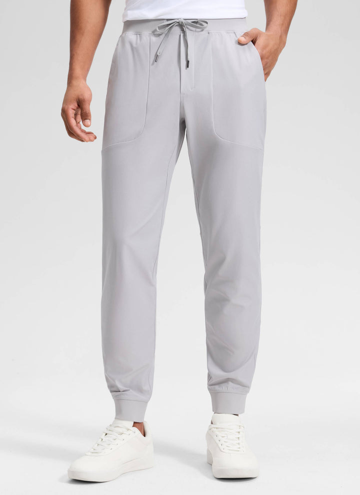 Men's slim-fit jogger trousers with drawstring waist, tapered legs and cuffed hems