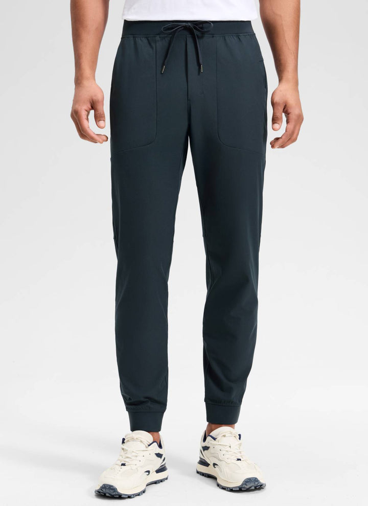 Men's slim-fit jogger trousers with drawstring waist, tapered legs and cuffed hems