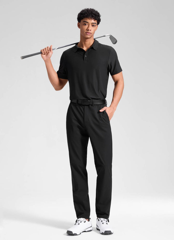 Men's straight-leg golf trousers with belt loops and side pockets