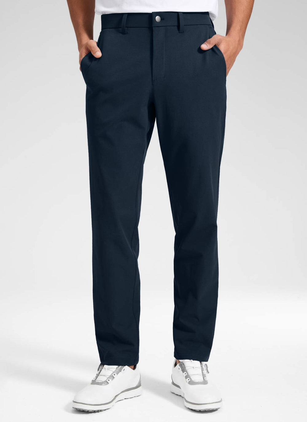 Men's straight leg golf pants with belt loops and front pockets
