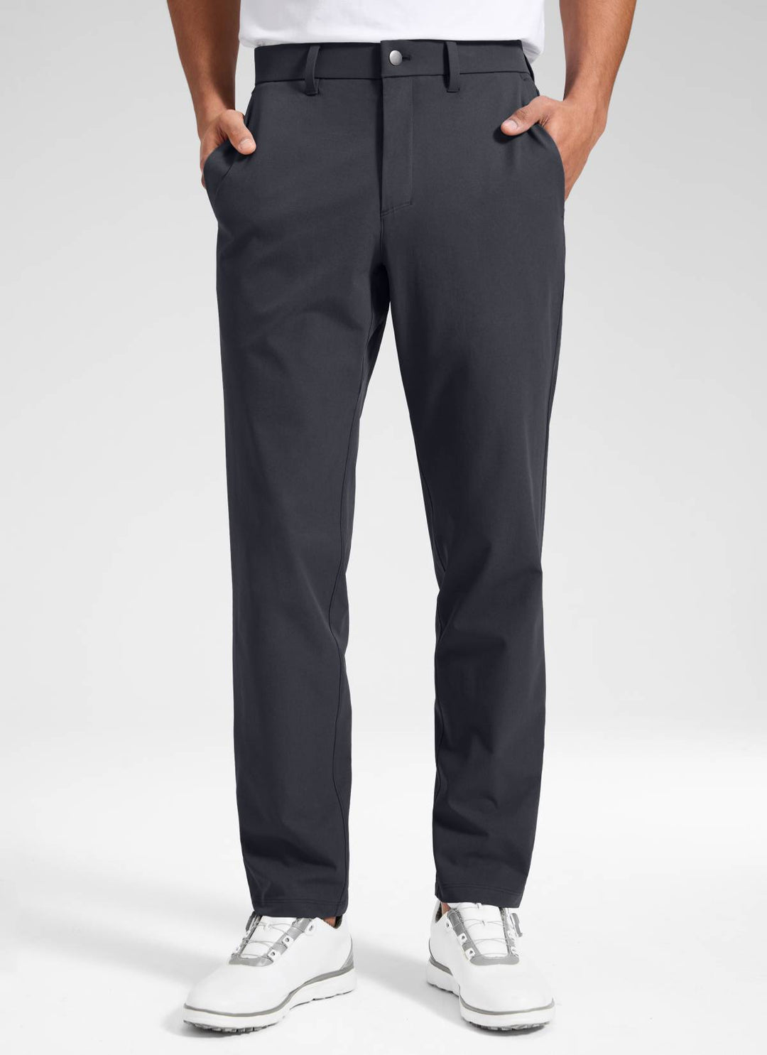 Men's straight leg golf pants with belt loops and front pockets