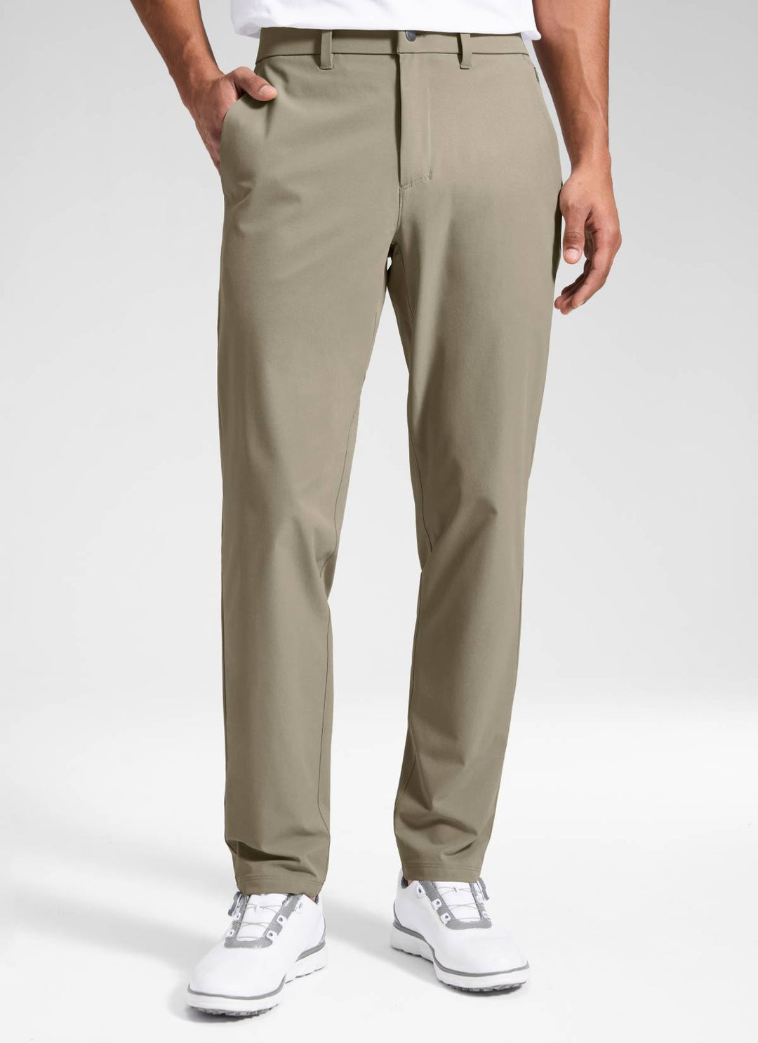Men's straight leg golf pants with belt loops and front pockets