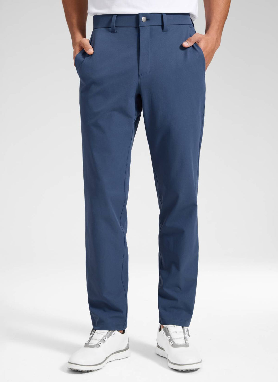Men's straight leg golf pants with belt loops and front pockets
