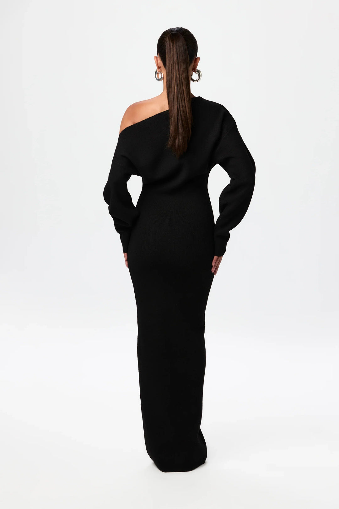 Women's off shoulder knitted maxi dress