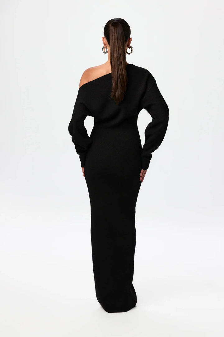 Women's off shoulder knitted maxi dress