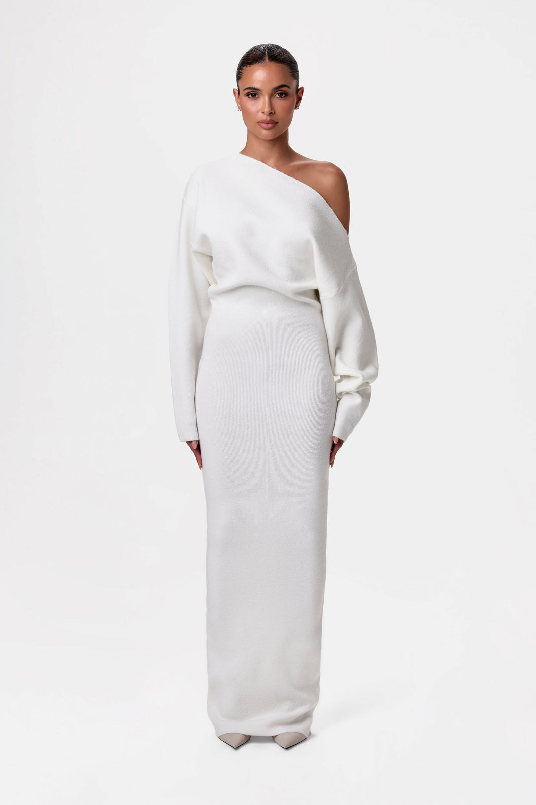 Women's off shoulder knitted maxi dress