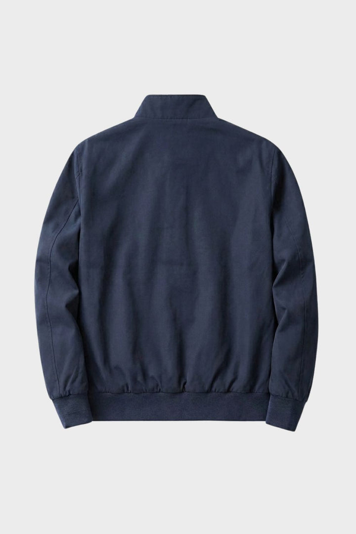 Men's bomber jacket with stand collar, zip front and checked lining