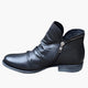 Women's ruched ankle boots with side zippers and low heels