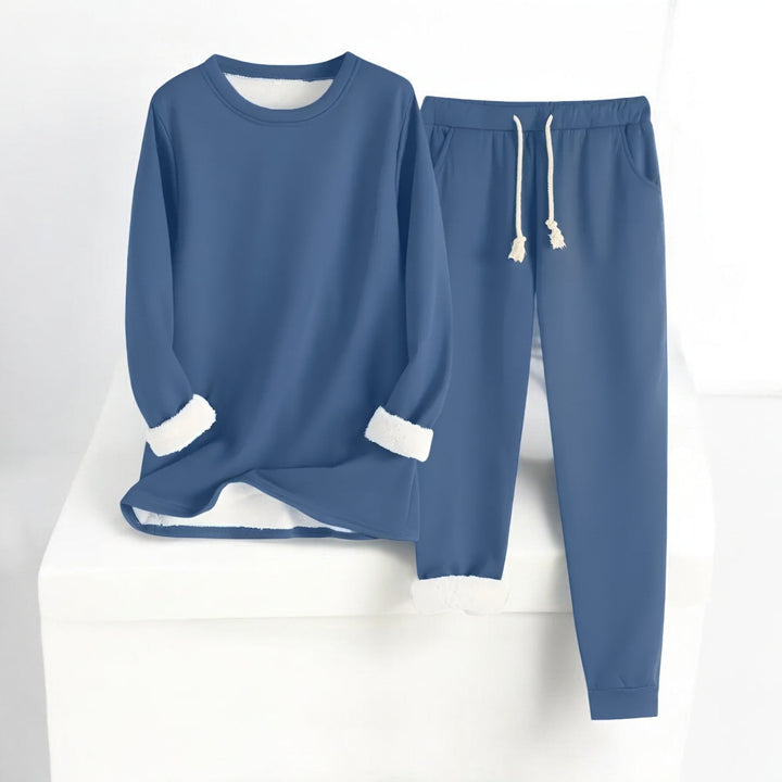 Unisex fleece-style lounge set with crew-neck top and jogger trousers