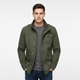 Men's high-neck utility jacket with long sleeves and multiple flap pockets