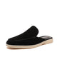 Black loafer mule with cream platform sole, open heel slip-on design