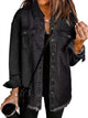 Women's denim jacket with chest pockets and frayed hem