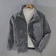 Men's padded corduroy jacket with stand collar and long sleeves