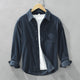 Men's long-sleeve corduroy shirt with button front and chest pocket