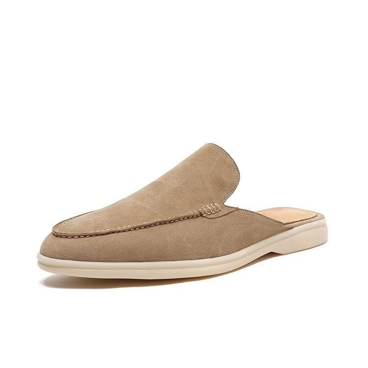 Black loafer mule with cream platform sole, open heel slip-on design
