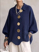 Women's oversized ribbed knit cardigan with collar, large buttons and long sleeves