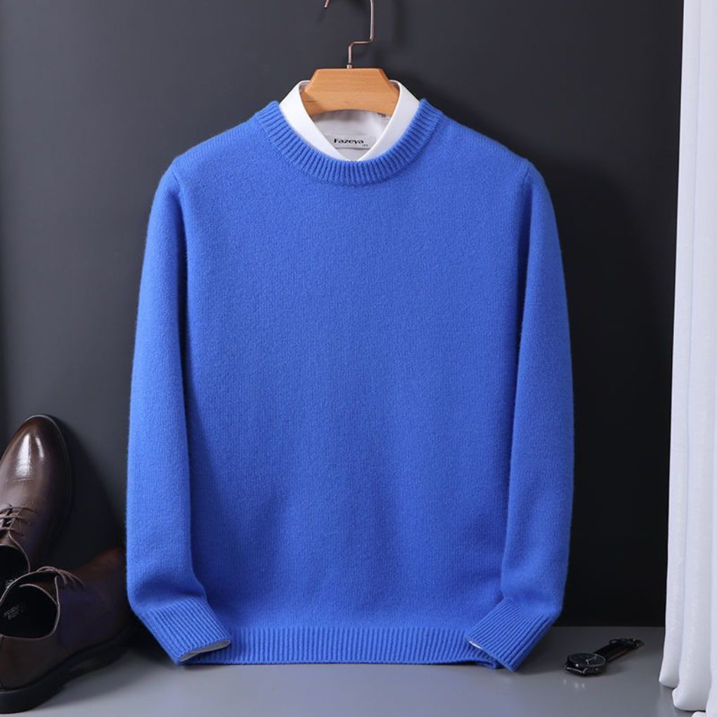 Men's oversized crew neck jumper with long sleeves and ribbed trims