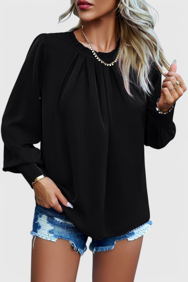 Women's Lace Collar Long-Sleeve Top — Soft Feminine Blouse