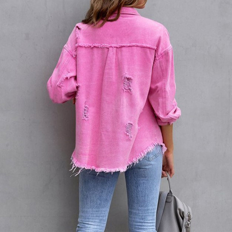 Women's Vintage Distressed Denim Jacket