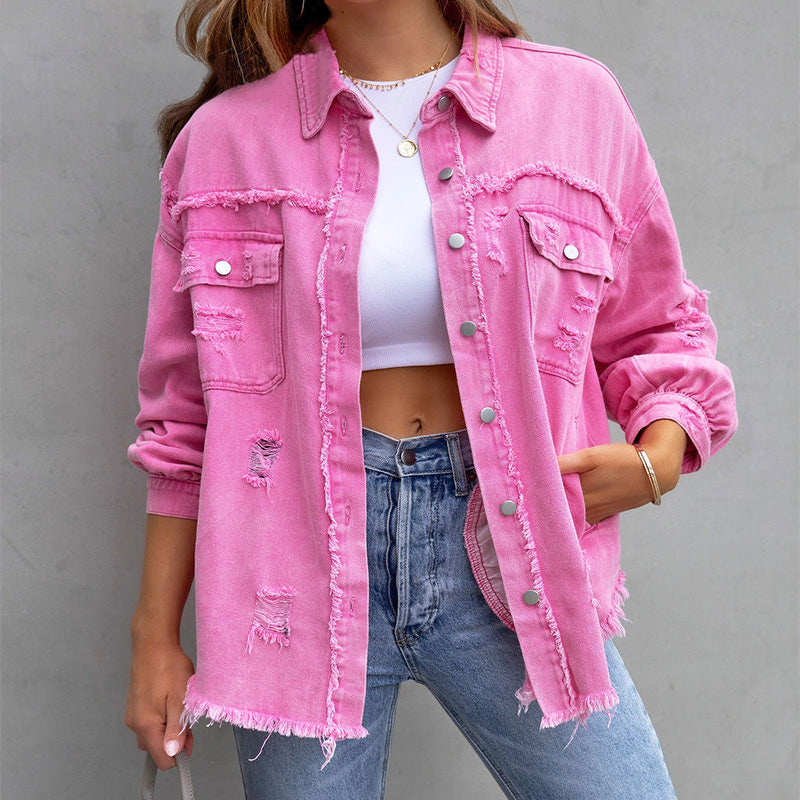 Women's Vintage Distressed Denim Jacket