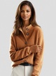 Women's button cardigan with ribbed collar, long sleeves and front buttons
