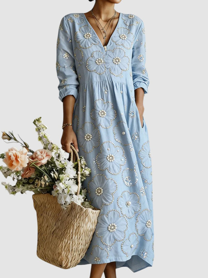 Women's Floral Midi Dress — Printed Summer Midi Day Dress