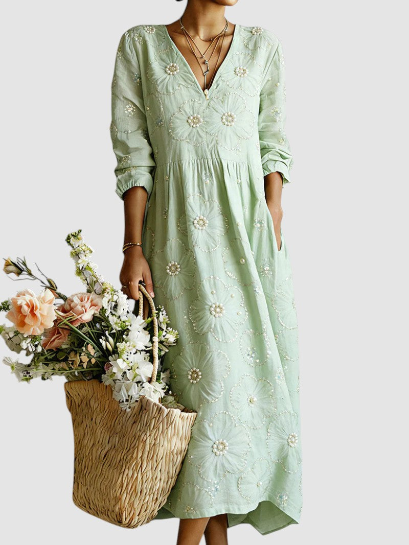 Women's Floral Midi Dress — Printed Summer Midi Day Dress