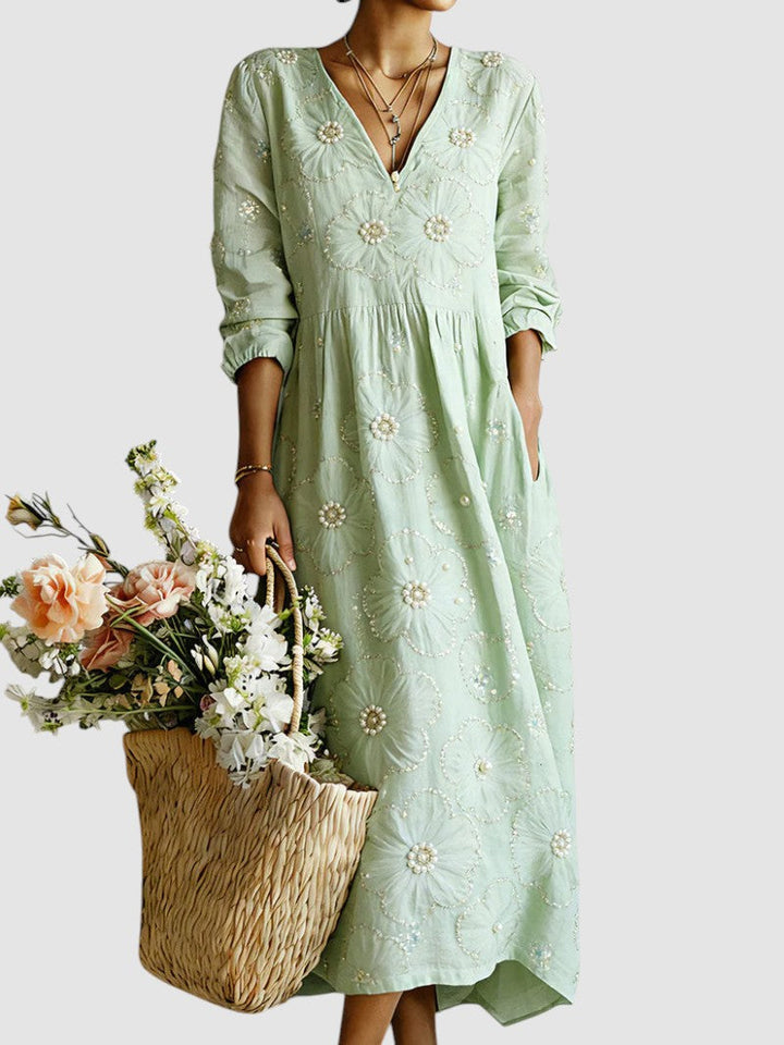 Women's Floral Midi Dress — Printed Summer Midi Day Dress