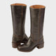 Women's cushioned slip-on cowboy boots with block heel in brown leather