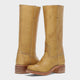 Women's cushioned slip-on cowboy boots with block heel in brown leather