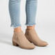 Women's ankle boots with side zippers and low block heels