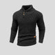 Men's textured knit jumper with mock neck and button placket