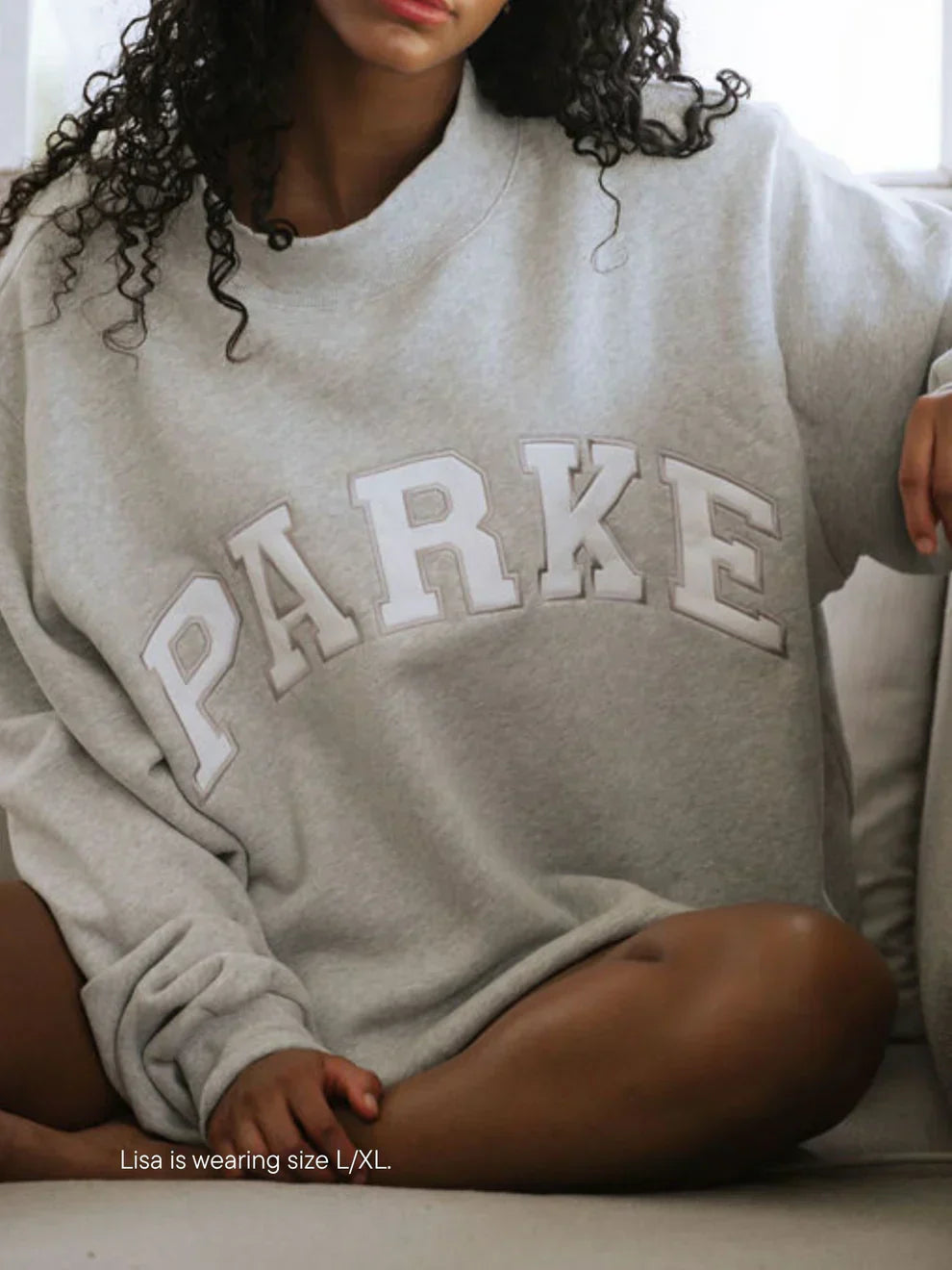 Women's oversized hoodie sweatshirt with chenille front lettering