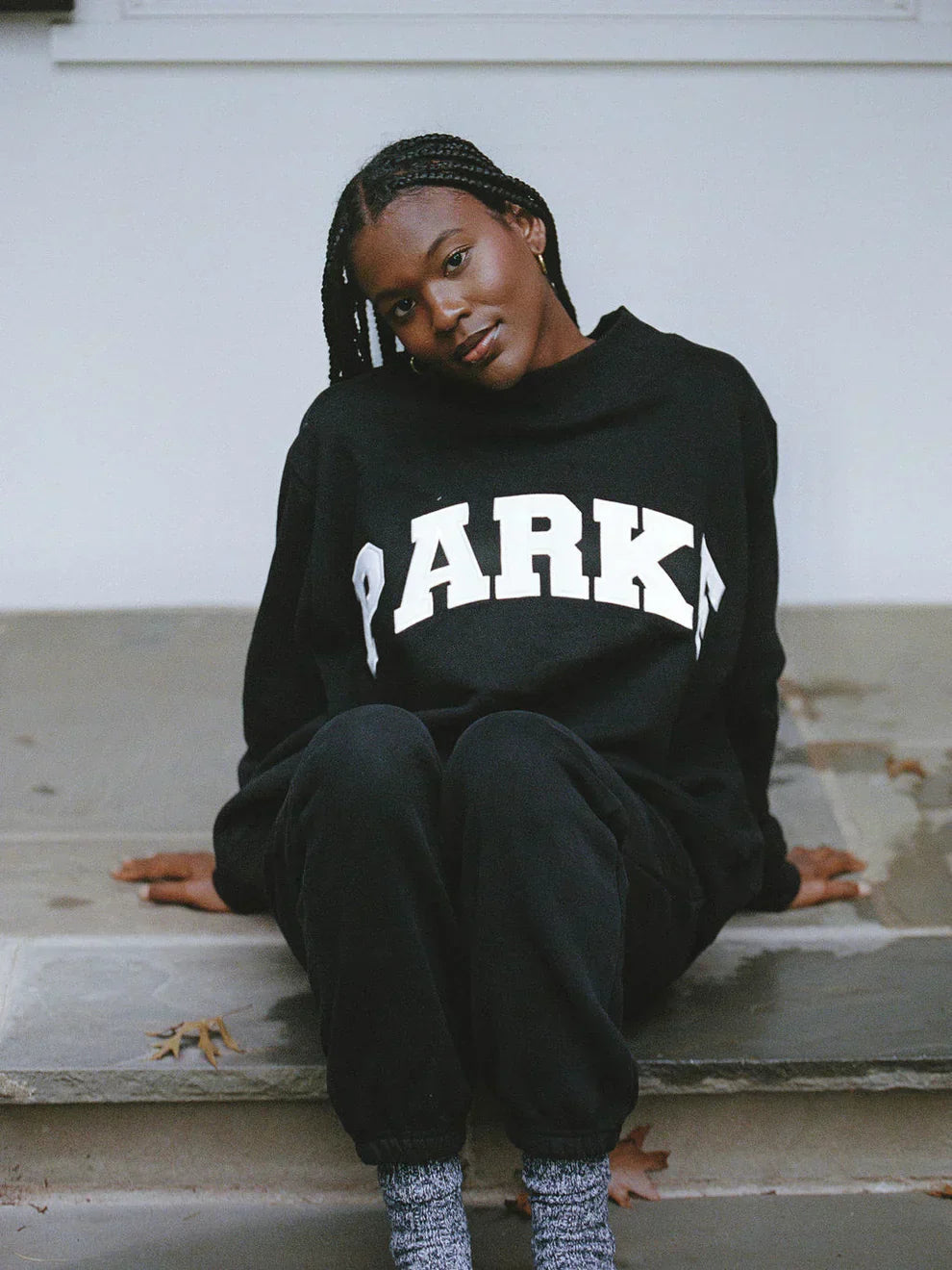 Women's oversized hoodie sweatshirt with chenille front lettering