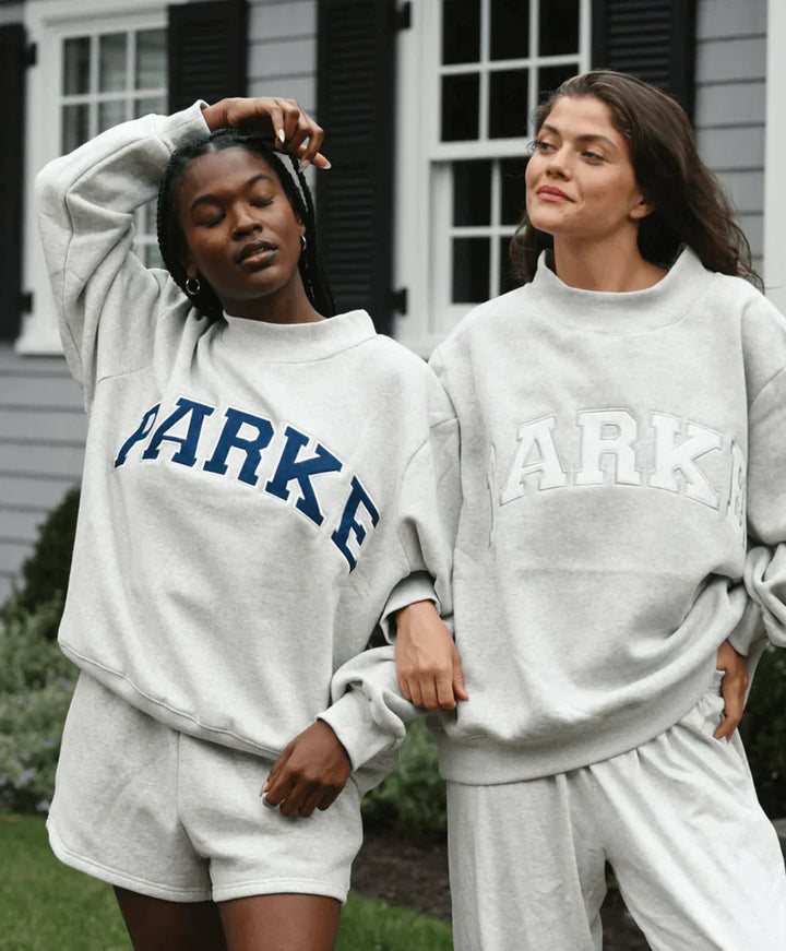 Women's oversized hoodie sweatshirt with chenille front lettering