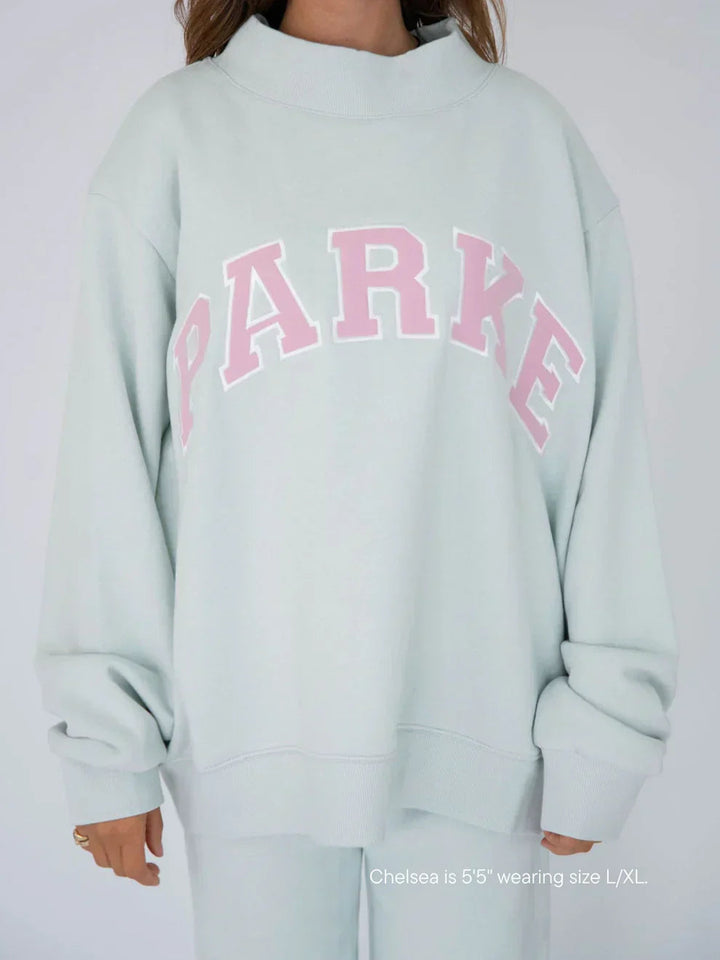 Women's oversized hoodie sweatshirt with chenille front lettering