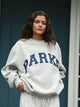 Women's oversized hoodie sweatshirt with chenille front lettering