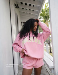 Pink with Cream Letters