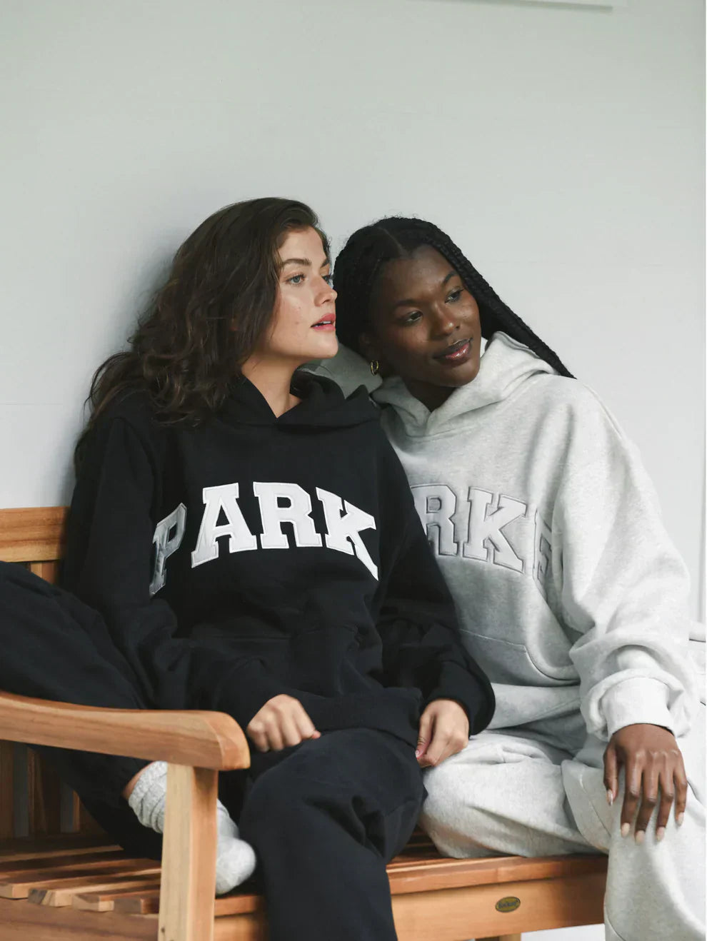 Women's oversized hoodie sweatshirt with chenille front lettering