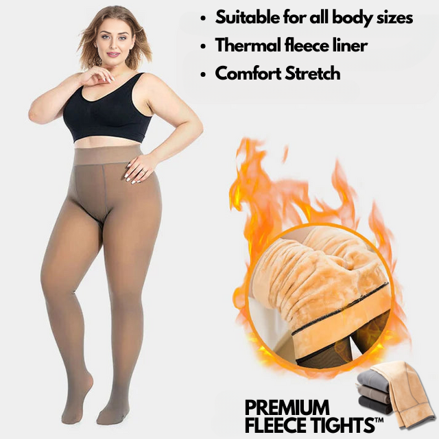 Women's faux sheer fleece tights with a high waistband and footed full-length design