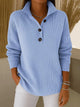 Women's ribbed polo sweater with V-neck collar, buttons and long sleeves