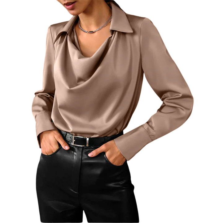 Tessa | Women’s Modern Long Sleeve Satin  Blouse - Image 2
