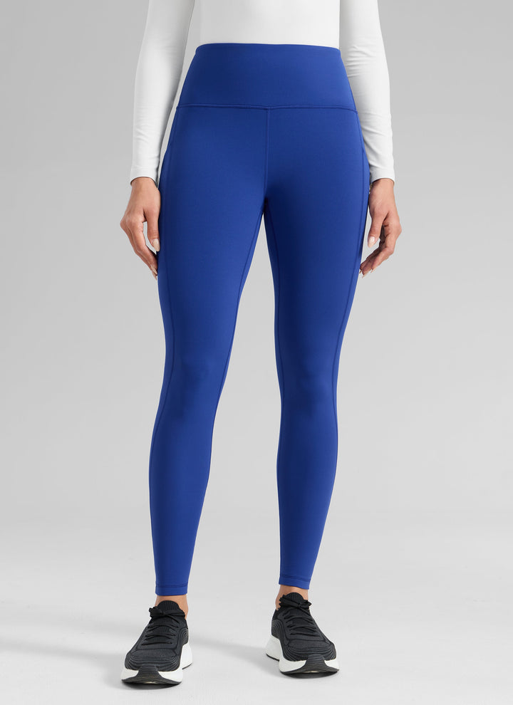 Women's high-waisted ankle-length leggings with side pocket and seam detailing